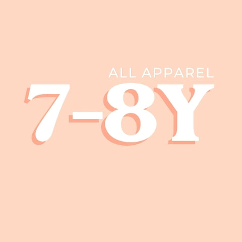 All in stock 7-8 year apparel at Butter Bug Boutique