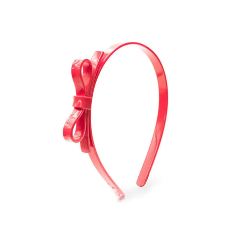 Thin Bow Headband - Red Punch