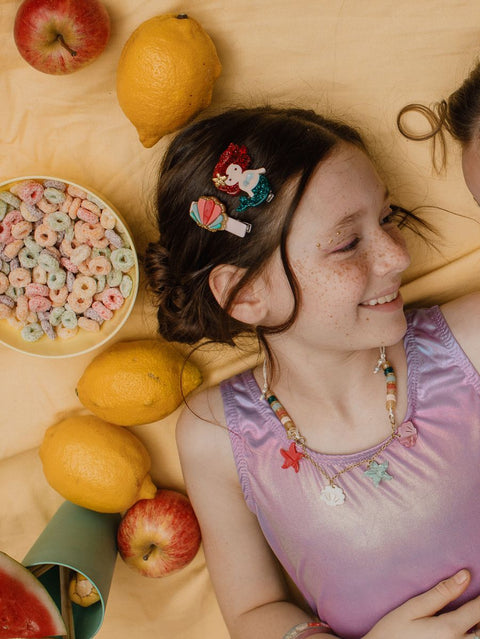 Mermaid Underwater Glitter Red Seashell Hair Clips