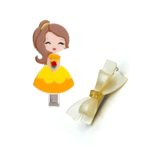 Cute Doll Yellow Dress with Bow Hair Clip