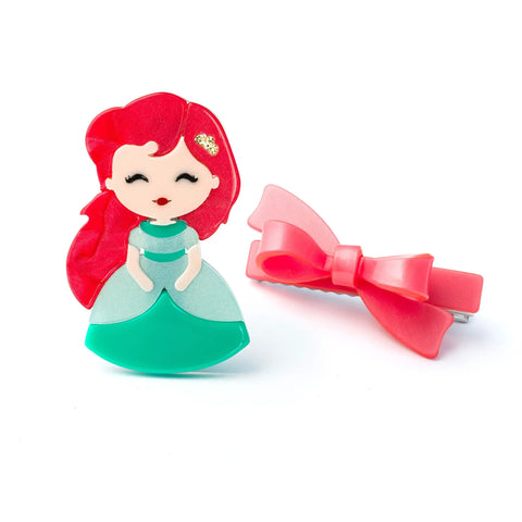 Cute Doll Red Hair with Bow Hair Clips
