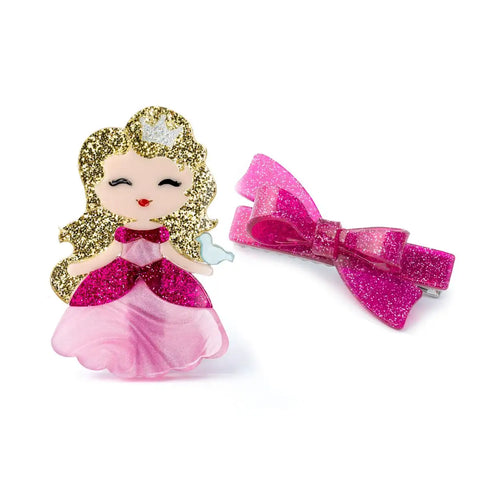 Cute Doll Light Pink Dress with Bow Hair Clips