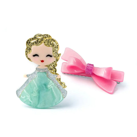 Cute Doll Gold Hair with Bow Hair Clips