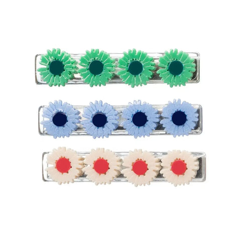Daisy Green & Blue Hair Clips