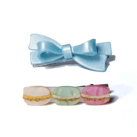 Macaron Blue Bow Hair Clips