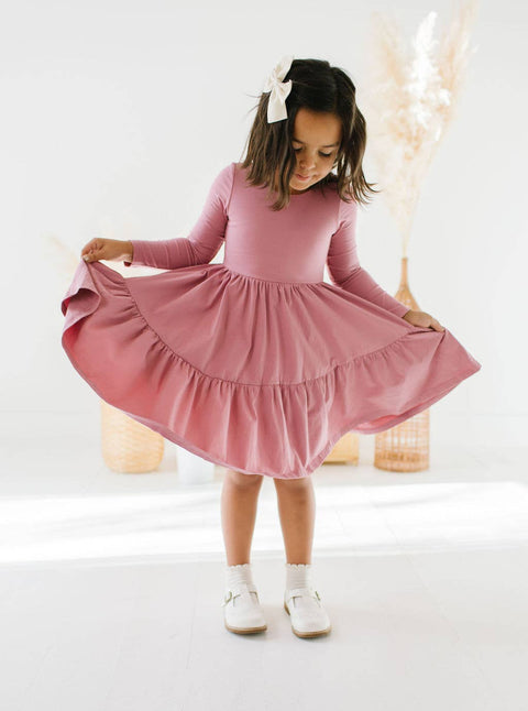 Gwendolyn Ruffle Dress in Antique Rose