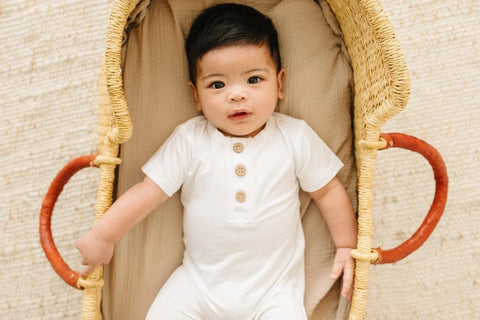 White Bamboo Henley Romper