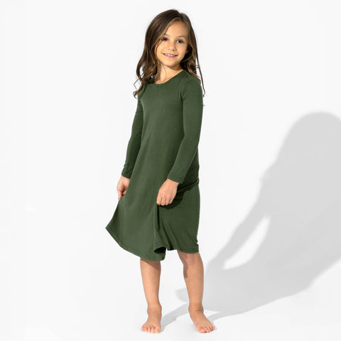 Girls' Long Sleeve Bamboo Dress/Nightgown - Evergreen