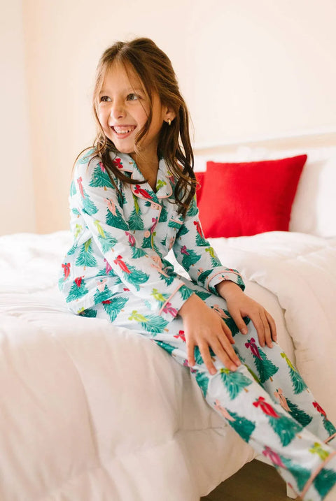 Trim The Tree Bamboo Button Up Pajama Set