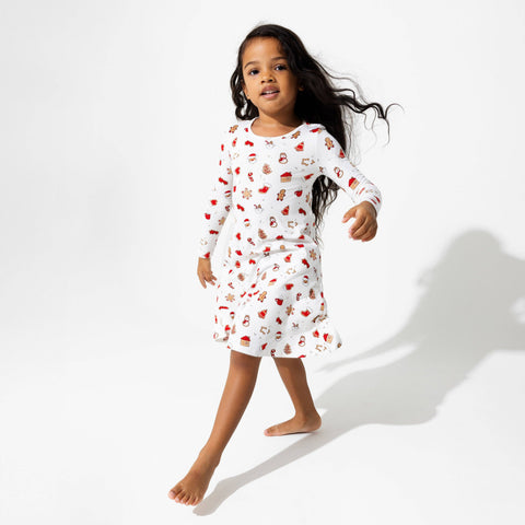 Girls' Long Sleeve Bamboo Dress/Nightgown - Holiday Sugar Cookies