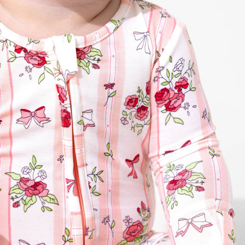 Bamboo Convertible Footie - Floral Stripes