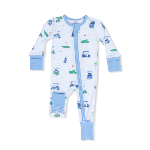 Convertible Romper - Vintage Golf Carts Blue