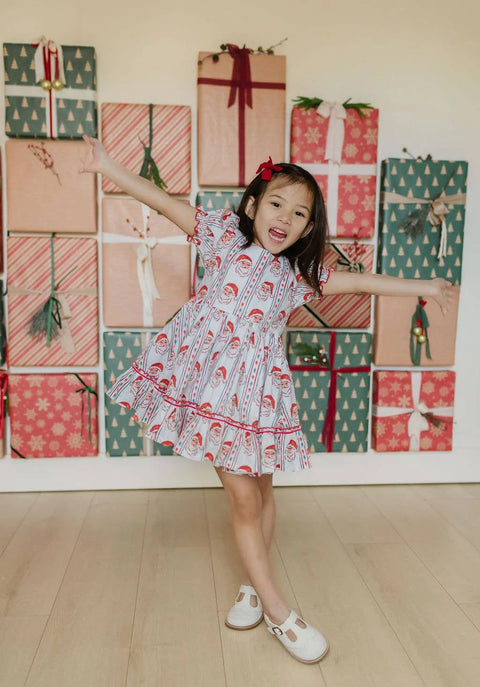 Aura Poplin Dress in Vintage Santa