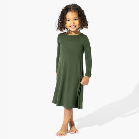 Girls' Long Sleeve Bamboo Dress/Nightgown - Evergreen