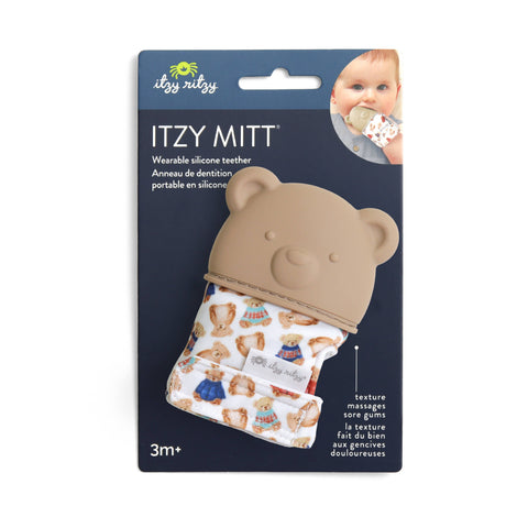 Itzy Silicone Teething Mitt™ - Vintage Bear
