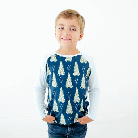 Long Sleeve Raglan Bamboo Shirt - Navy Spruced