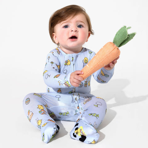 Easter Bunny Blue Bamboo Convertible Footie