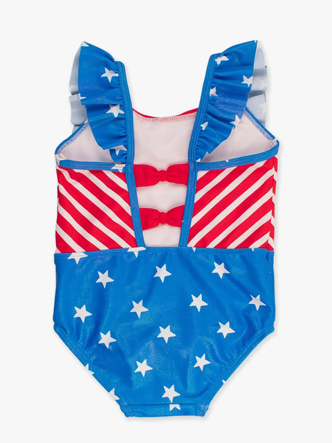 Pinafore One Piece Swimsuit - Shimmer Stars & Stripes