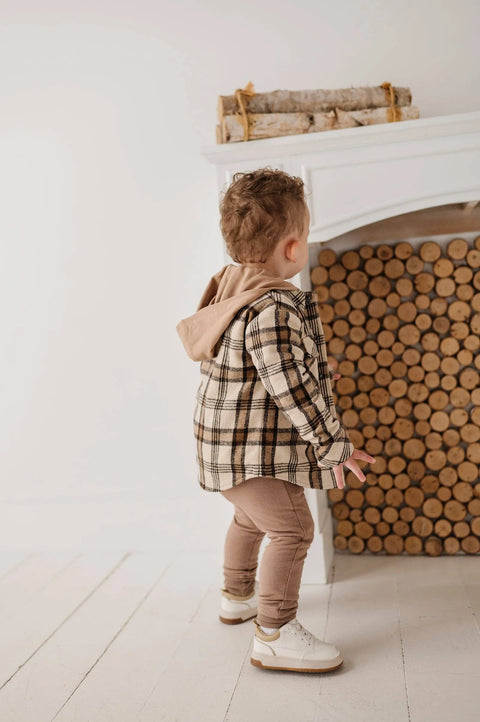 Hooded Shacket - Desert Plaid