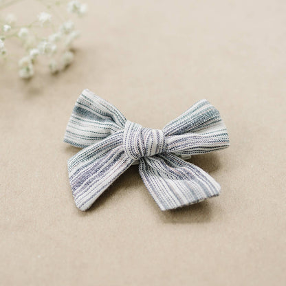 Chambray Coastal Stripe Linen Hair Bow