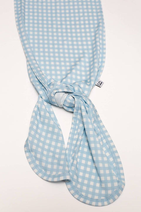 Baby Blue Gingham Bamboo Knotted Infant Gown