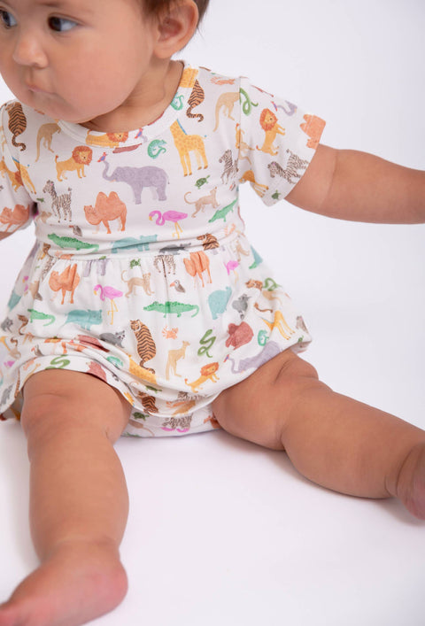 Zoo Crew Bamboo Bodysuit Dress for Baby Girls