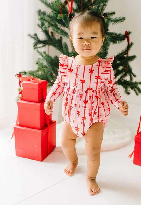 Leah Baby Romper in Dainty Bows