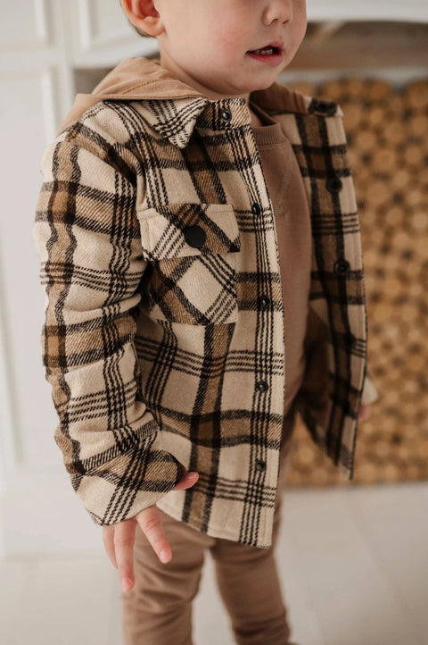 Hooded Shacket - Desert Plaid