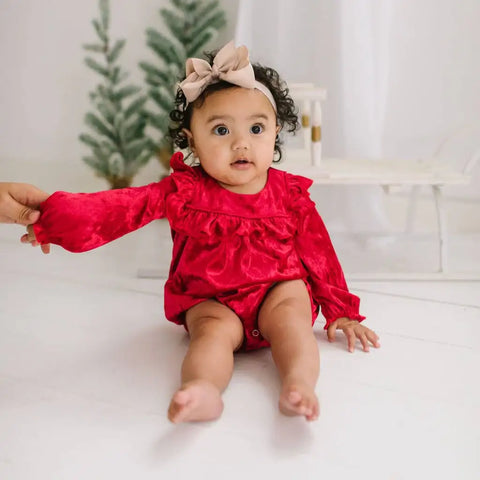 Hayley Romper - Red Crushed Velvet