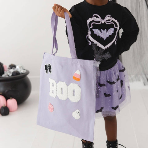Boo Trick or Treat Patch Halloween Tote for Kids