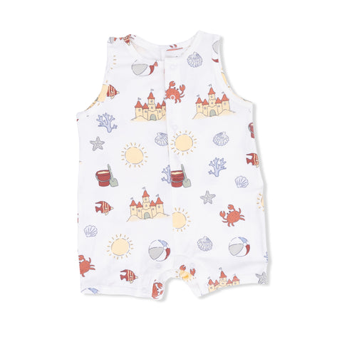 Sleeveless Shortie Romper - Sunny Sandcastles
