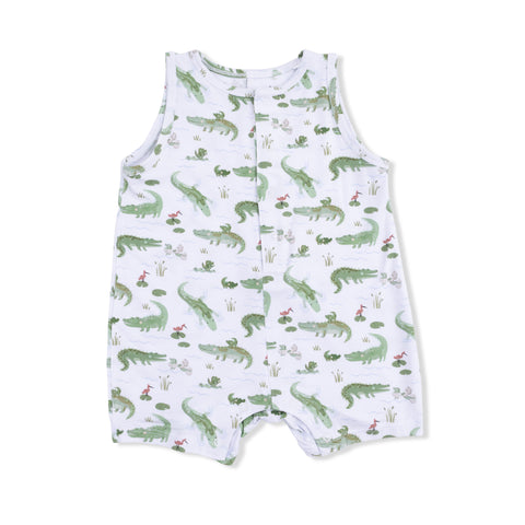Sleeveless Shortie Romper - Crayon Alligators