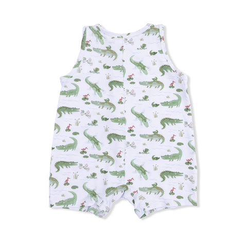Sleeveless Shortie Romper - Crayon Alligators