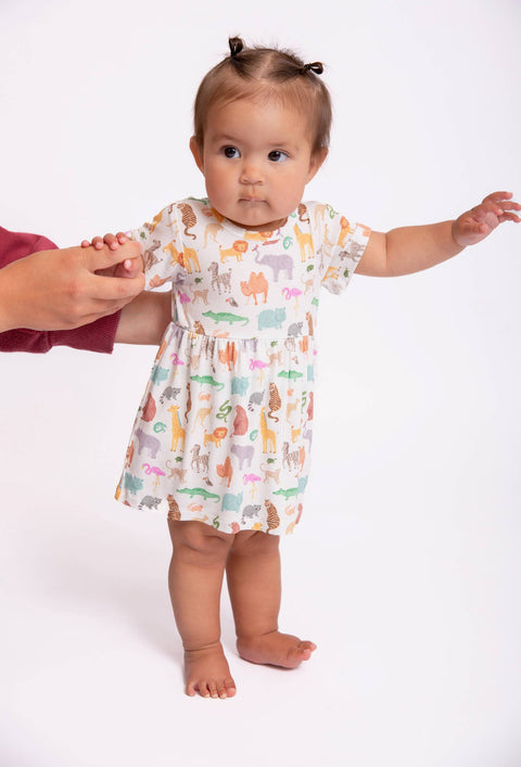 Zoo Crew Bamboo Bodysuit Dress for Baby Girls