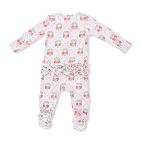 2 Way Ruffle Back Zipper Footie - Sweet Strawberries
