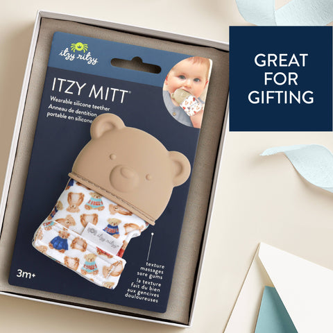 Itzy Silicone Teething Mitt™ - Vintage Bear