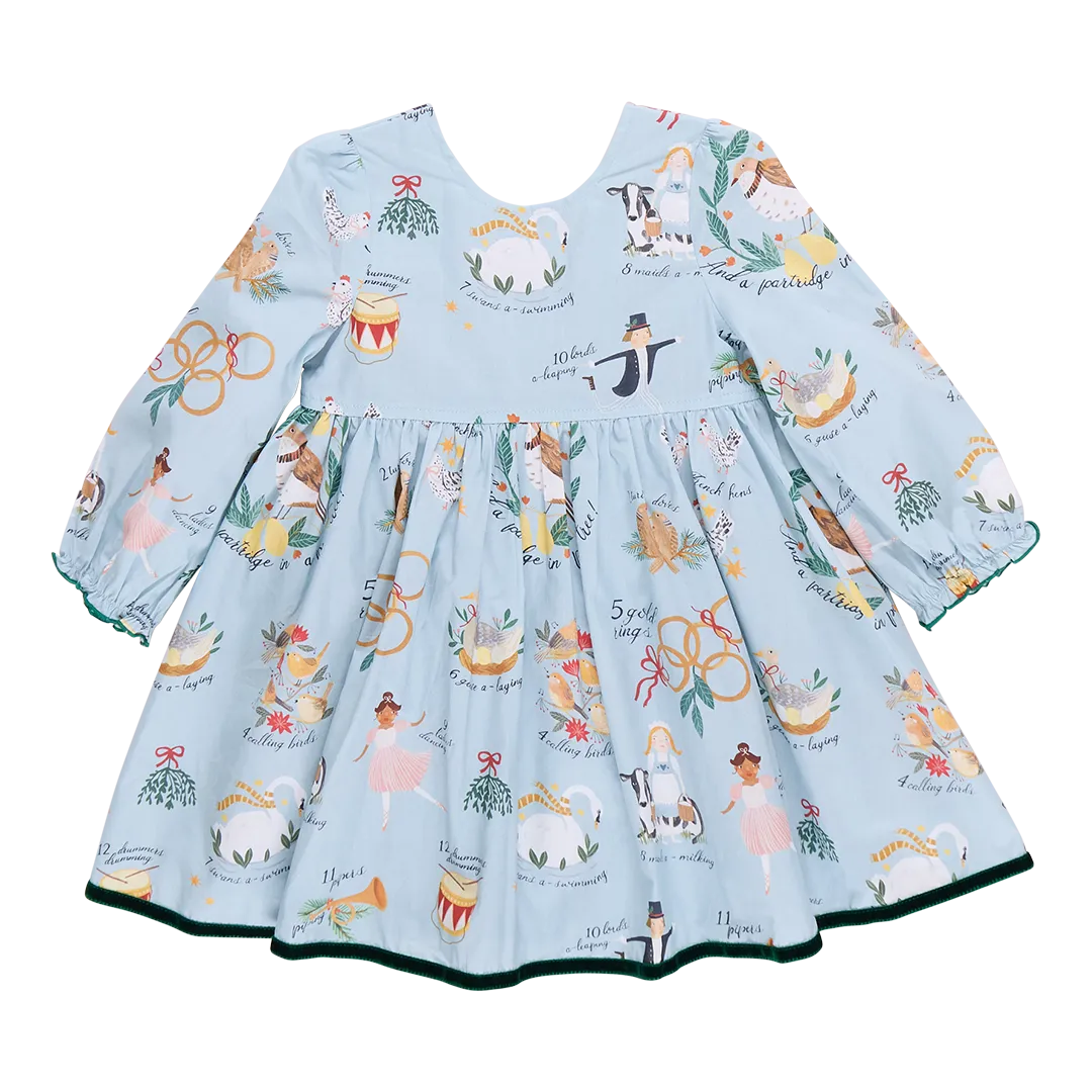 12 Days of Christmas Girls Amma Dress - Pink Chicken