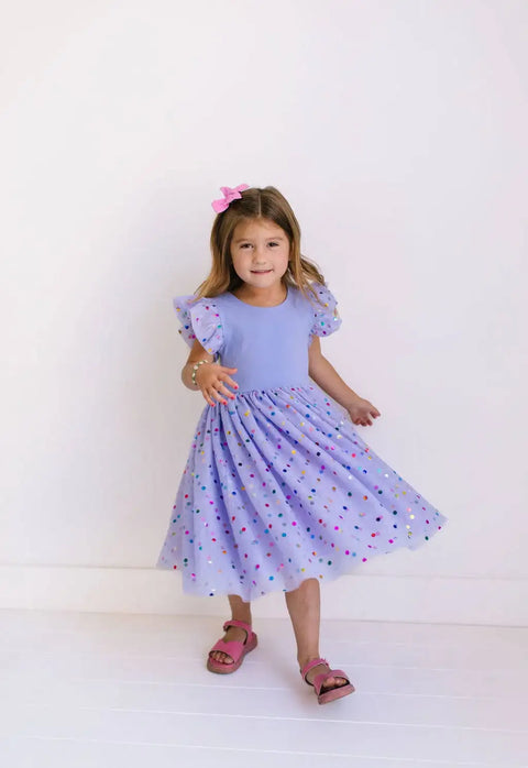 Olivia Dress - Purple Confetti
