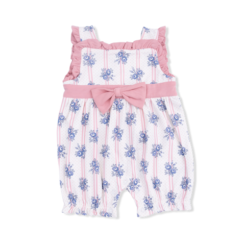 Bow Playsuit - Stripe Dot Roses