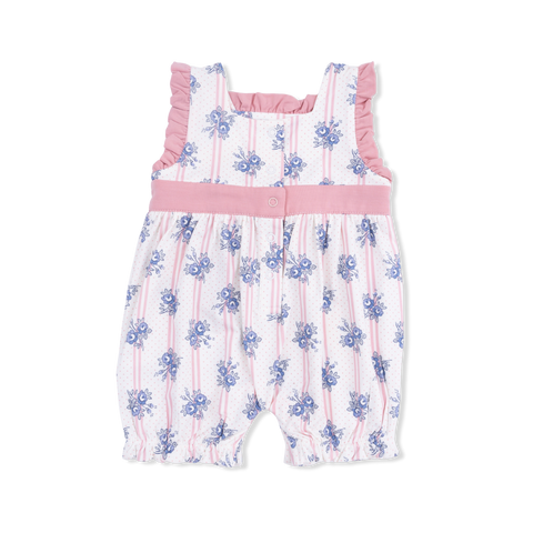 Bow Playsuit - Stripe Dot Roses