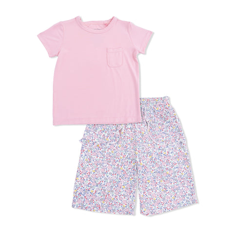 Short Sleeve Shirt with Wide Leg Pant - Elizabeth's Garden