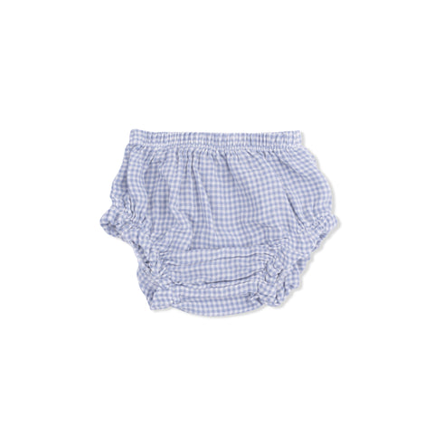 Top with Bows and Ruffle Leg Bloomer - Micro Gingham Blue Blizzard