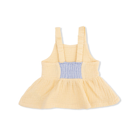 Peplum Tank with Wide Leg Pant - Micro Gingham Blue Blizzard