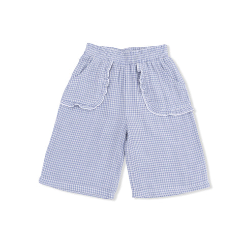 Peplum Tank with Wide Leg Pant - Micro Gingham Blue Blizzard