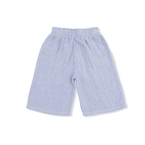 Peplum Tank with Wide Leg Pant - Micro Gingham Blue Blizzard