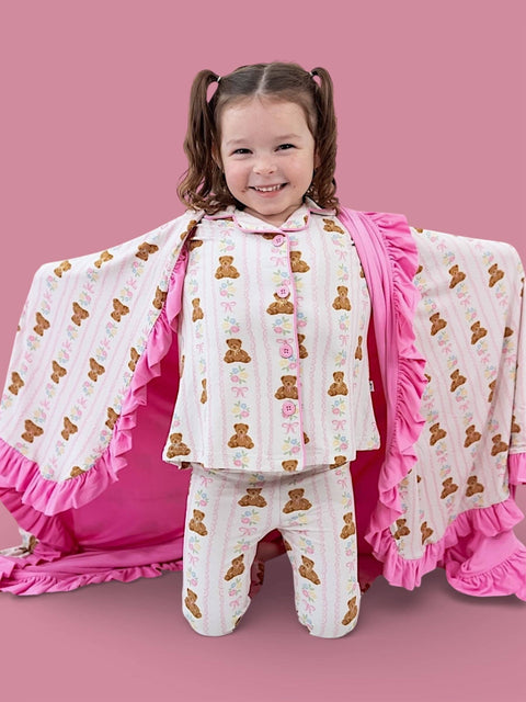 Girls Flare Bamboo Pajama Set - Bear & Blossoms