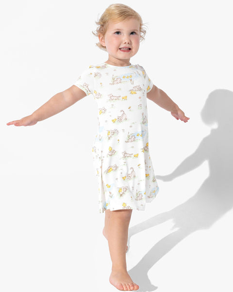 Girls' Short Sleeve Bamboo Dress/Nightgown - Tiny Tails Tales