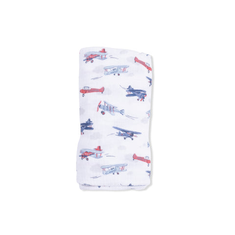 Muslin Swaddle Blanket - Vintage Planes