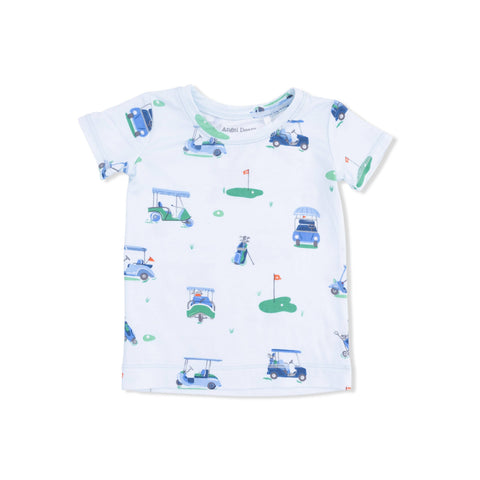 Short Sleeve Loungewear Set - Vintage Golf Carts Blue