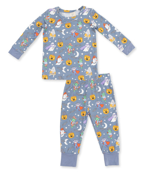 Long Sleeve Loungewear Set - Halloween Monster Dress Up Blue